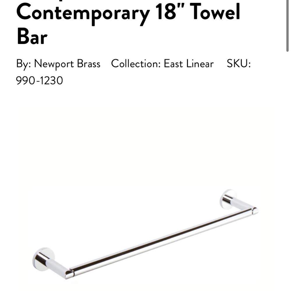 Newport brass 18” towel bar